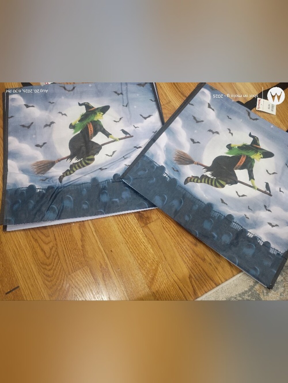 TJ Maxx Flying Witch  Reusable Shopping Tote Bags (2)